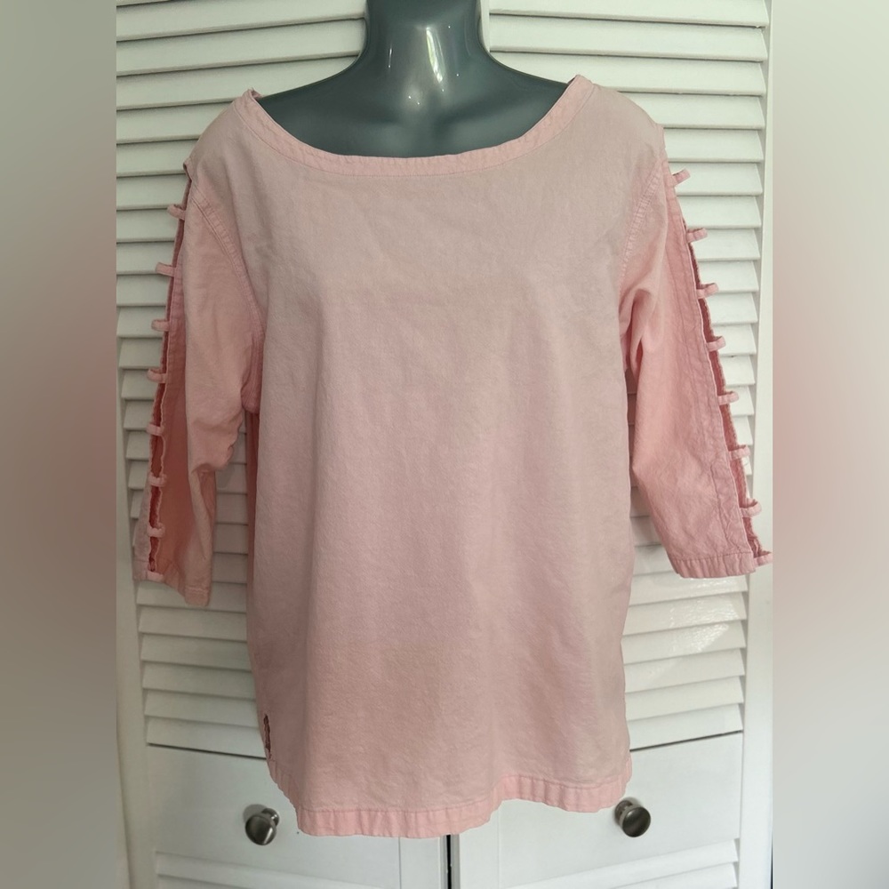 Petite top by Jasmine K pretty pink ladder back sleeves summer top size XLP